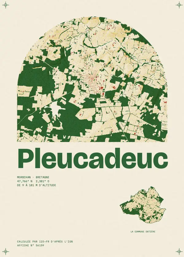 Affiche de Pleucadeuc, calculée par 123-fr d'après l'IGN