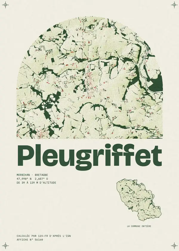 Affiche de Pleugriffet, calculée par 123-fr d'après l'IGN
