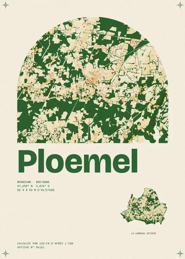 Affiche de Ploemel, calculée par 123-fr d'après l'IGN