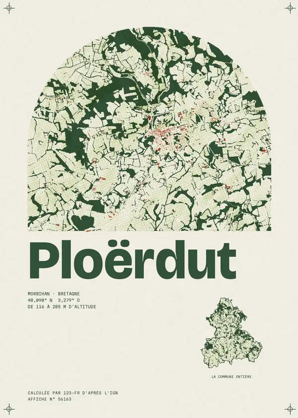Affiche de Ploërdut, calculée par 123-fr d'après l'IGN