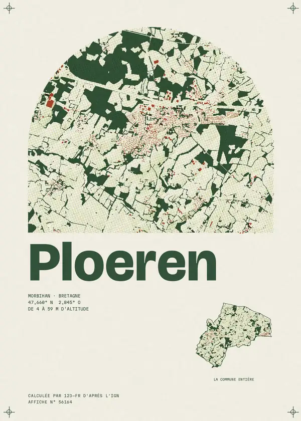 Affiche de Ploeren, calculée par 123-fr d'après l'IGN