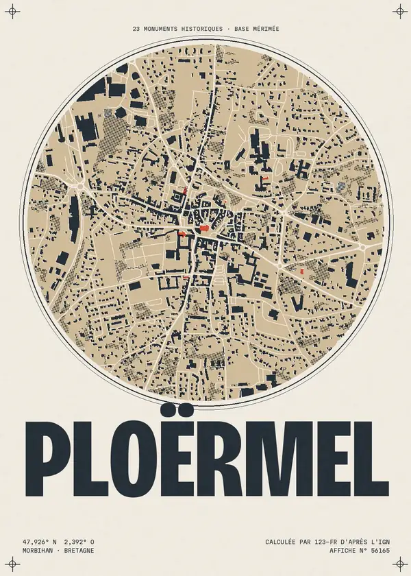 Affiche de Ploërmel, calculée par 123-fr d'après l'IGN