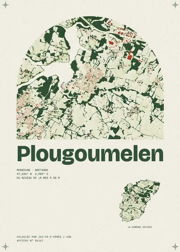 Affiche de Plougoumelen, calculée par 123-fr d'après l'IGN