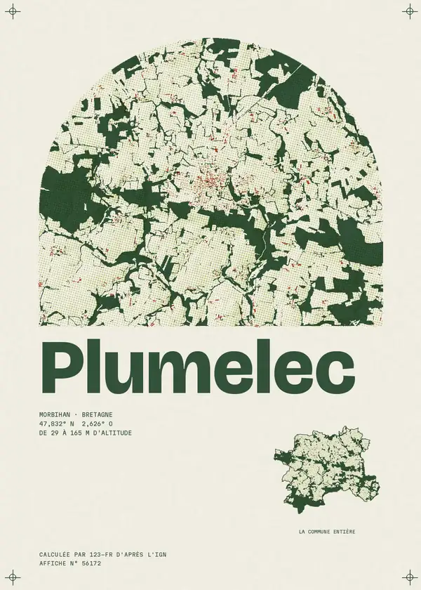 Affiche de Plumelec, calculée par 123-fr d'après l'IGN