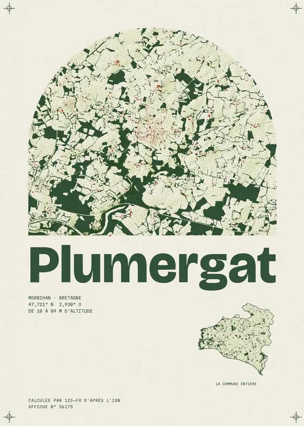 Affiche de Plumergat, calculée par 123-fr d'après l'IGN