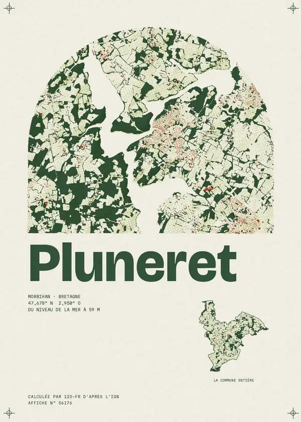 Affiche de Pluneret, calculée par 123-fr d'après l'IGN