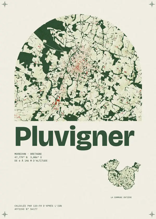Affiche de Pluvigner, calculée par 123-fr d'après l'IGN