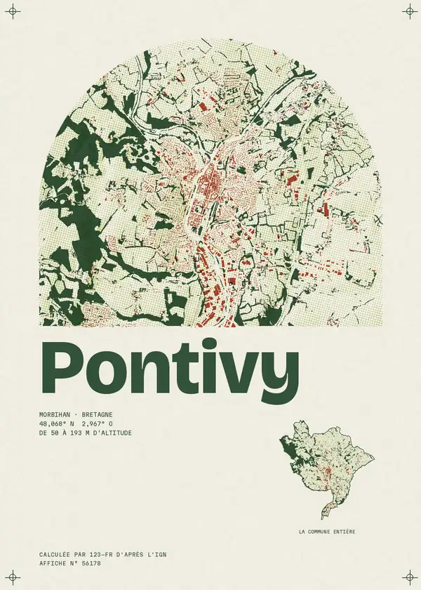 Affiche de Pontivy, calculée par 123-fr d'après l'IGN