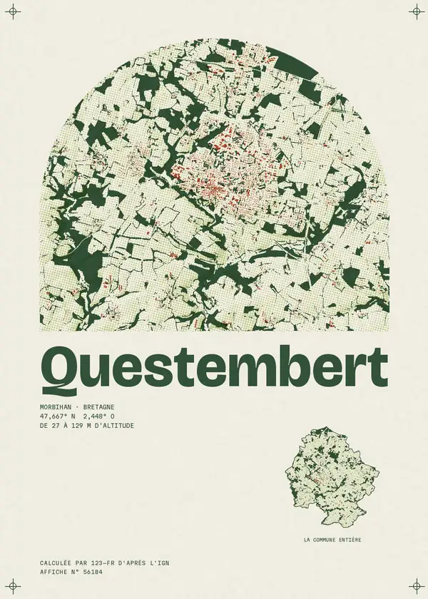 Affiche de Questembert, calculée par 123-fr d'après l'IGN