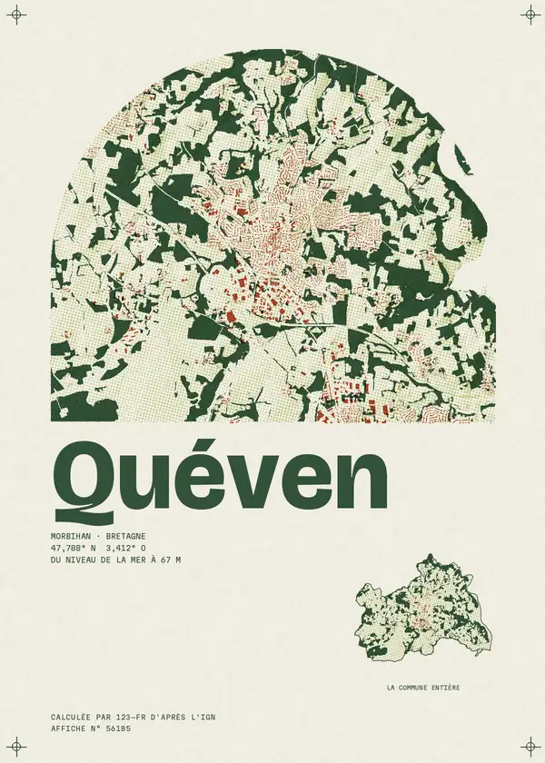 Affiche de Quéven, calculée par 123-fr d'après l'IGN