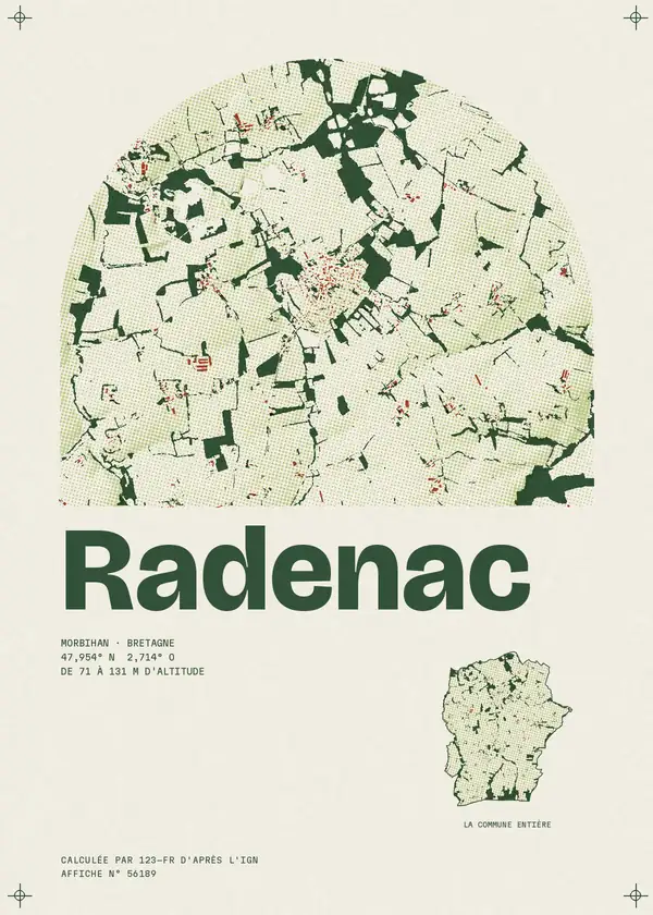Affiche de Radenac, calculée par 123-fr d'après l'IGN