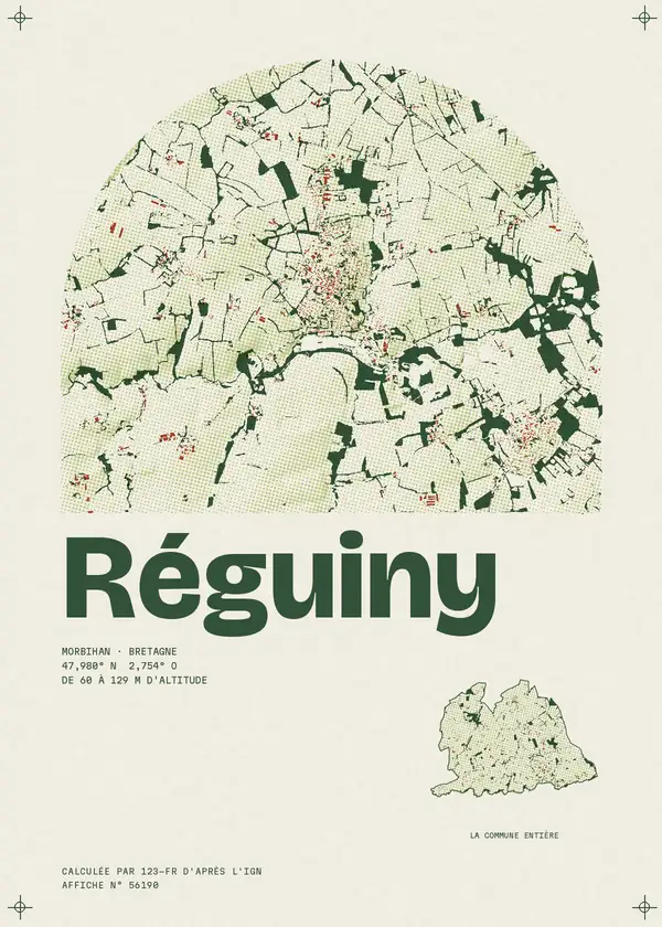 Affiche de Réguiny, calculée par 123-fr d'après l'IGN