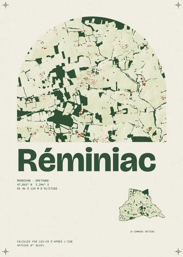Affiche de Réminiac, calculée par 123-fr d'après l'IGN
