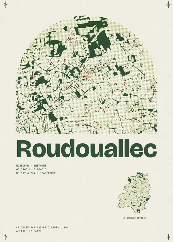 Affiche de Roudouallec, calculée par 123-fr d'après l'IGN