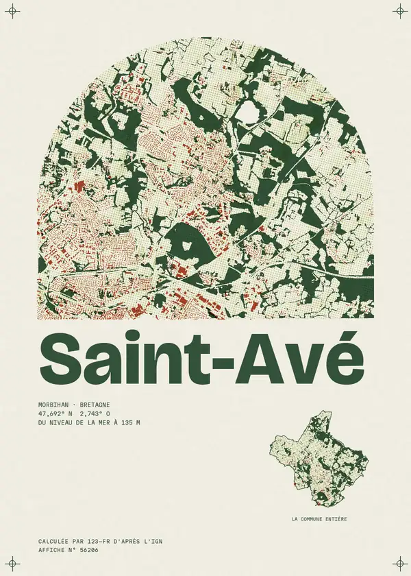 Affiche de Saint-Avé, calculée par 123-fr d'après l'IGN