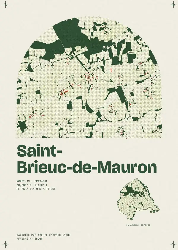 Affiche de Saint-Brieuc-de-Mauron, calculée par 123-fr d'après l'IGN
