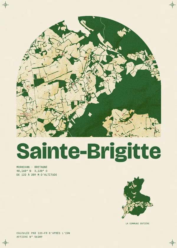 Affiche de Sainte-Brigitte, calculée par 123-fr d'après l'IGN