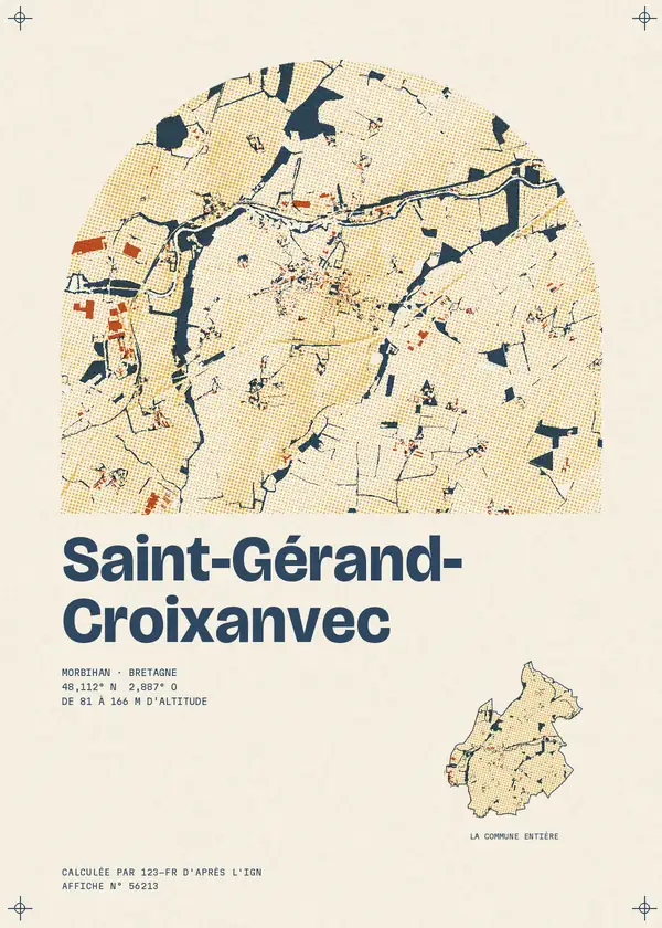 Affiche de Saint-Gérand-Croixanvec, calculée par 123-fr d'après l'IGN