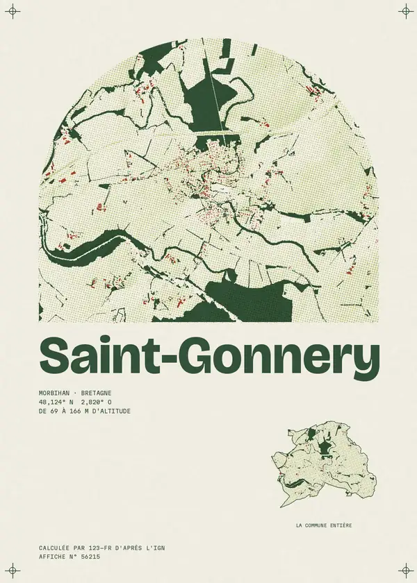 Affiche de Saint-Gonnery, calculée par 123-fr d'après l'IGN