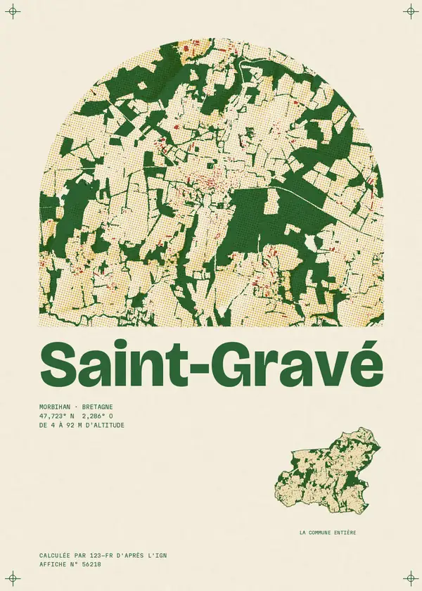 Affiche de Saint-Gravé, calculée par 123-fr d'après l'IGN