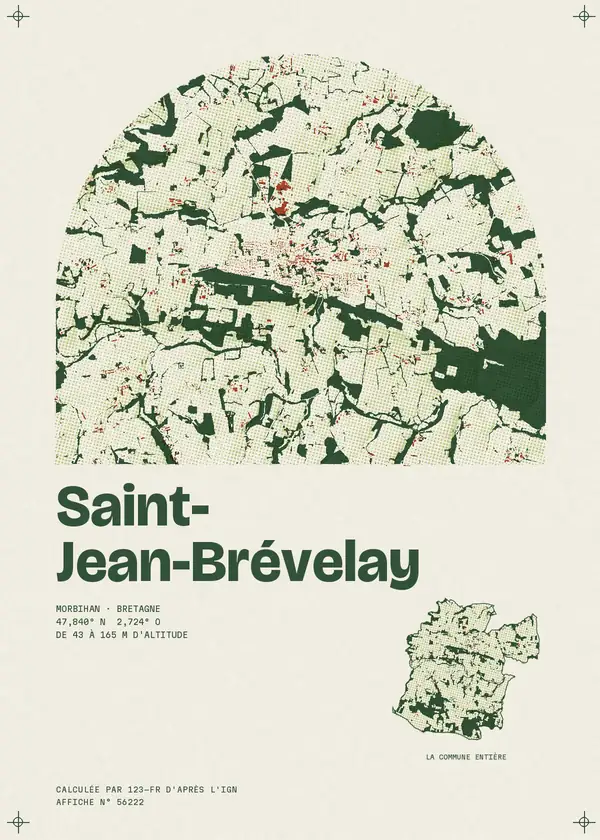 Affiche de Saint-Jean-Brévelay, calculée par 123-fr d'après l'IGN