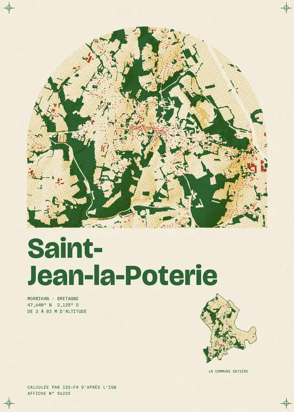 Affiche de Saint-Jean-la-Poterie, calculée par 123-fr d'après l'IGN