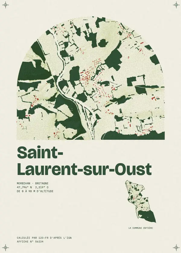 Affiche de Saint-Laurent-sur-Oust, calculée par 123-fr d'après l'IGN