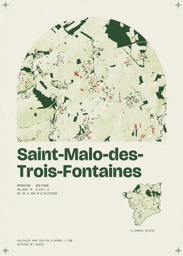 Affiche de Saint-Malo-des-Trois-Fontaines, calculée d'après l'IGN