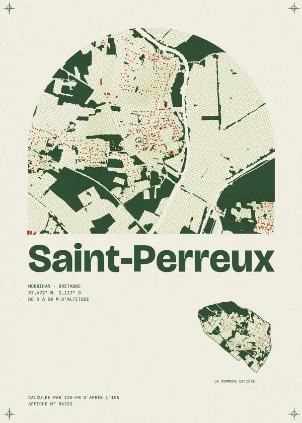 Affiche de Saint-Perreux, calculée par 123-fr d'après l'IGN