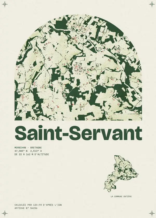 Affiche de Saint-Servant, calculée par 123-fr d'après l'IGN