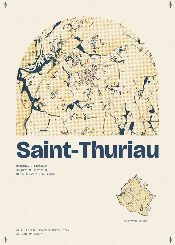 Affiche de Saint-Thuriau, calculée par 123-fr d'après l'IGN
