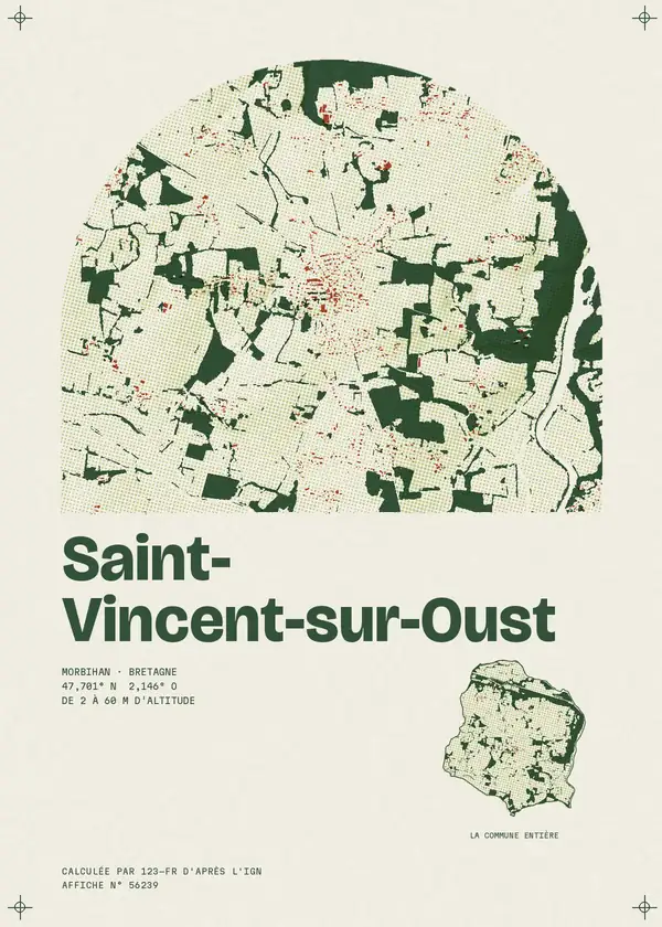 Affiche de Saint-Vincent-sur-Oust, calculée par 123-fr d'après l'IGN