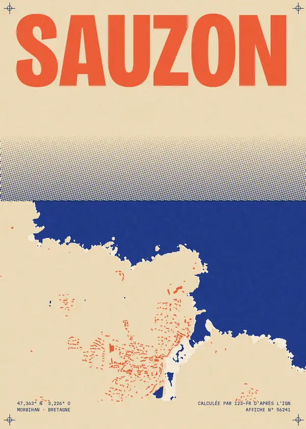 Affiche de Sauzon, calculée par 123-fr d'après l'IGN