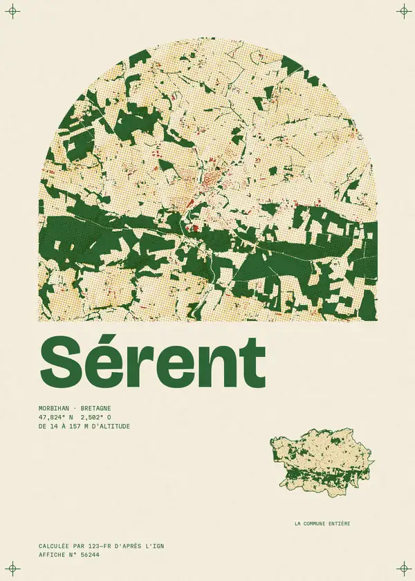 Affiche de Sérent, calculée par 123-fr d'après l'IGN