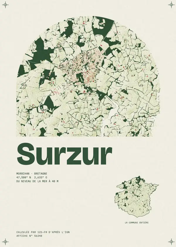 Affiche de Surzur, calculée par 123-fr d'après l'IGN