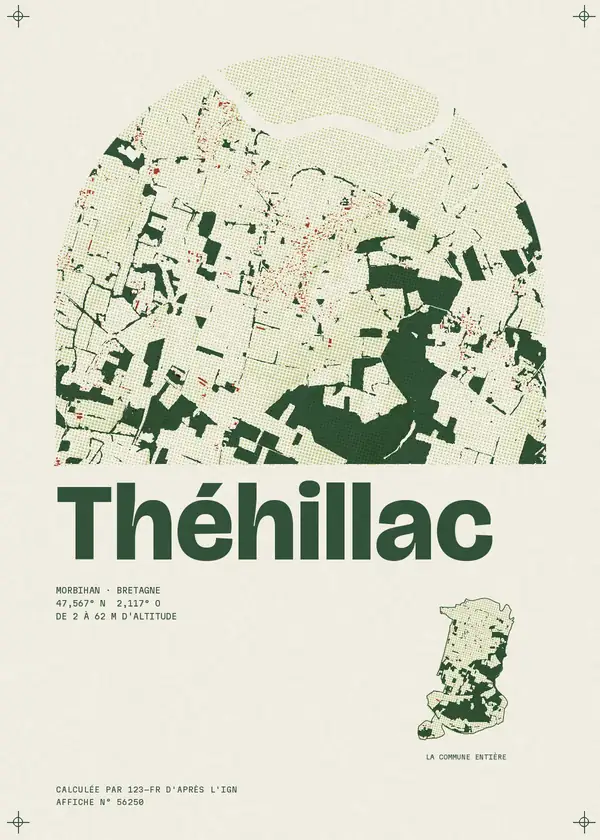 Affiche de Théhillac, calculée par 123-fr d'après l'IGN