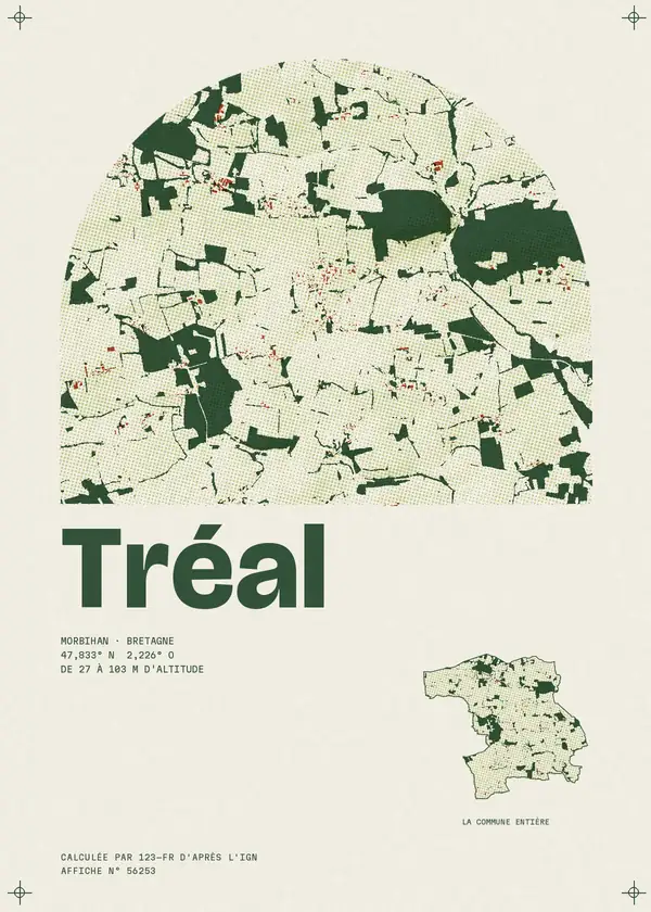 Affiche de Tréal, calculée par 123-fr d'après l'IGN