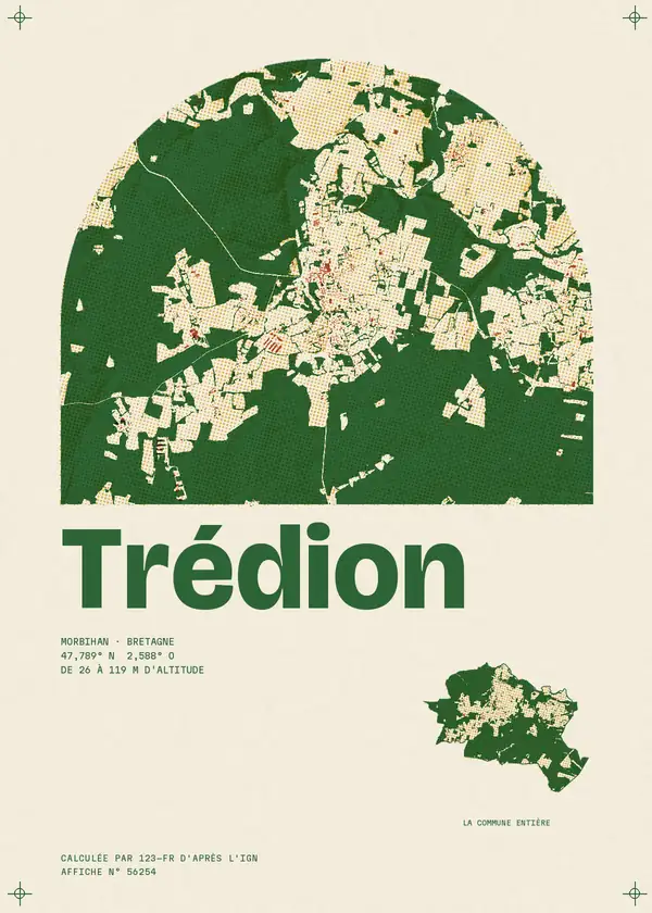 Affiche de Trédion, calculée par 123-fr d'après l'IGN