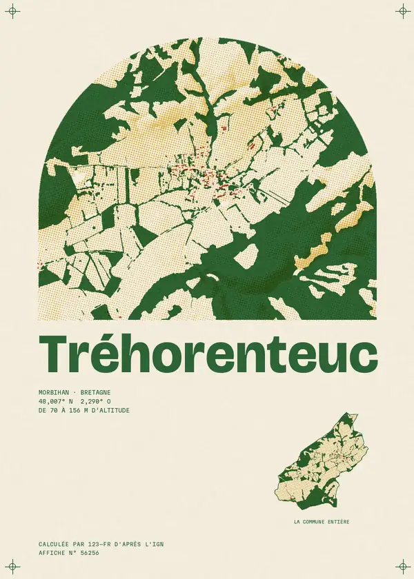 Affiche de Tréhorenteuc, calculée par 123-fr d'après l'IGN