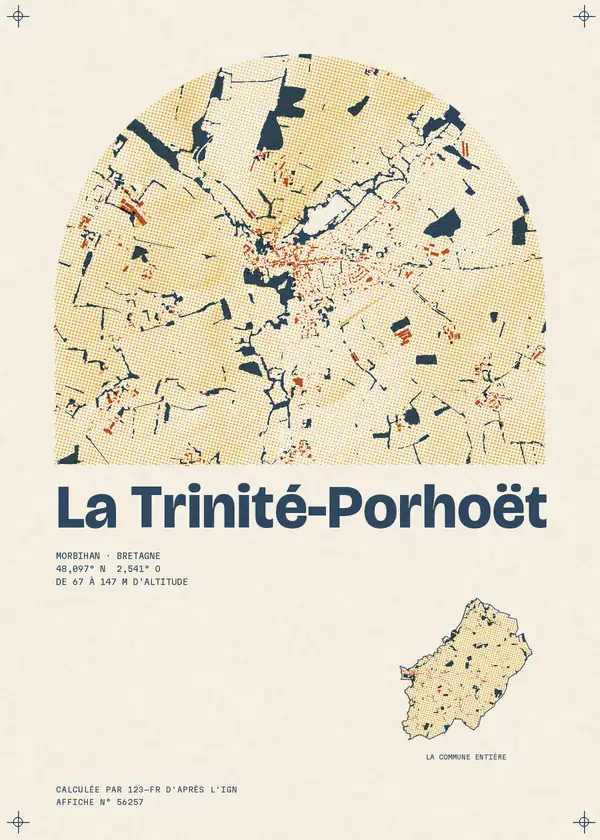 Affiche de La Trinité-Porhoët, calculée par 123-fr d'après l'IGN