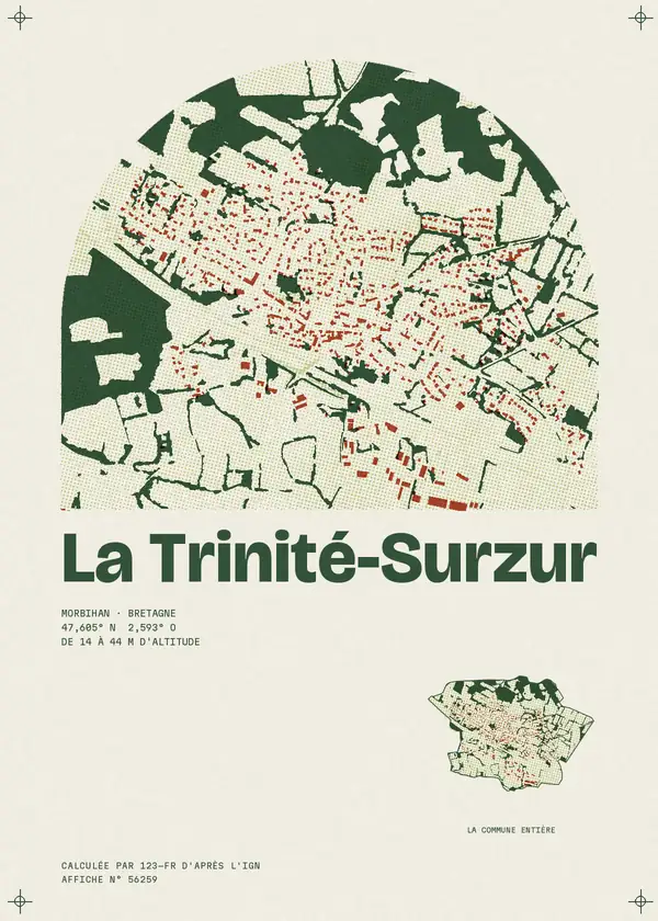 Affiche de La Trinité-Surzur, calculée par 123-fr d'après l'IGN