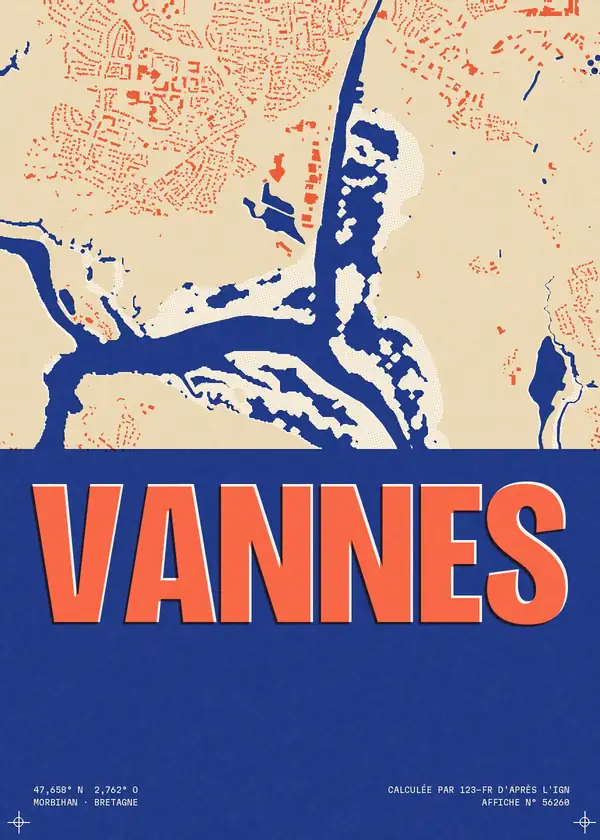 Affiche de Vannes, calculée par 123-fr d'après l'IGN