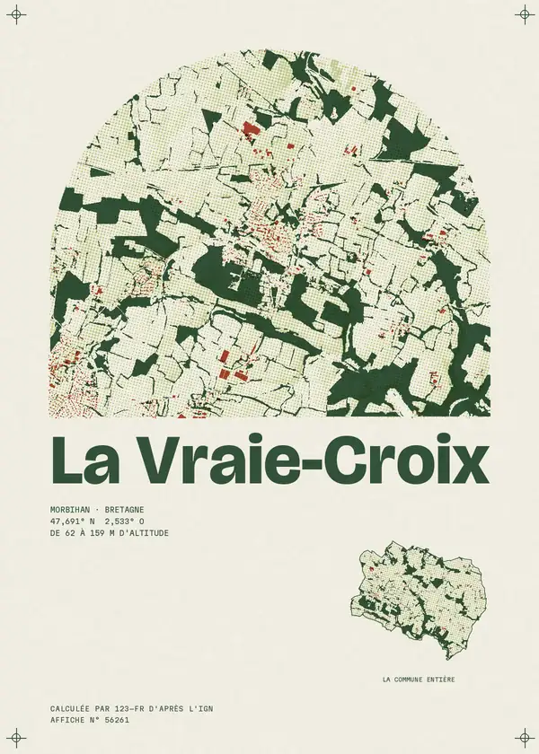 Affiche de La Vraie-Croix, calculée par 123-fr d'après l'IGN