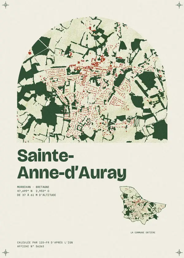 Affiche de Sainte-Anne-d'Auray, calculée par 123-fr d'après l'IGN