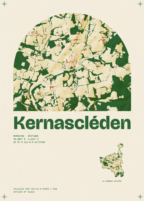 Affiche de Kernascléden, calculée par 123-fr d'après l'IGN
