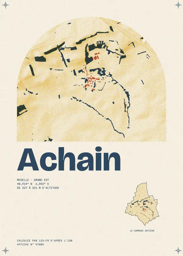 Affiche de Achain, calculée par 123-fr d'après l'IGN