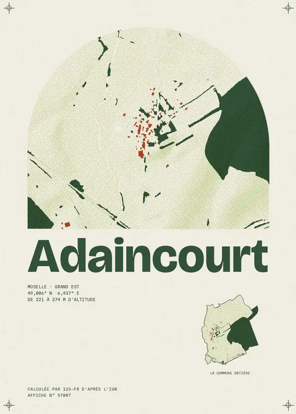Affiche de Adaincourt, calculée par 123-fr d'après l'IGN
