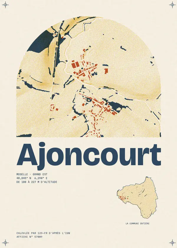 Affiche de Ajoncourt, calculée par 123-fr d'après l'IGN