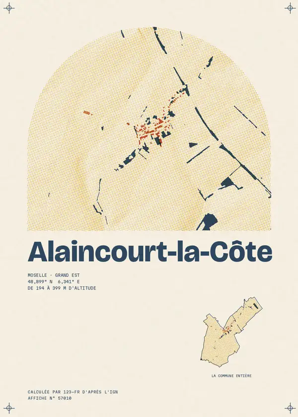 Affiche de Alaincourt-la-Côte, calculée par 123-fr d'après l'IGN