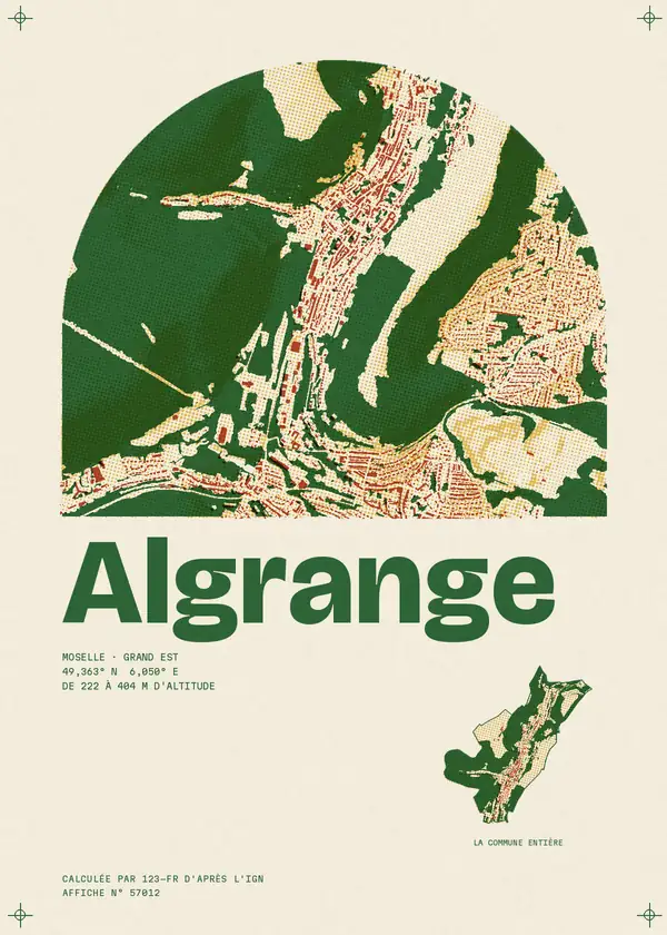 Affiche de Algrange, calculée par 123-fr d'après l'IGN